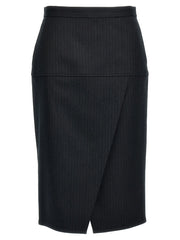 Fendi Gray Virgin Wool Midi Skirt - IT42