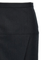 Fendi Gray Virgin Wool Midi Skirt - IT42
