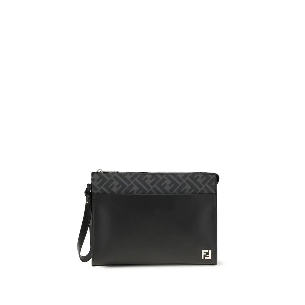 Fendi Leather FF canvas Pouch - Clutch Bags