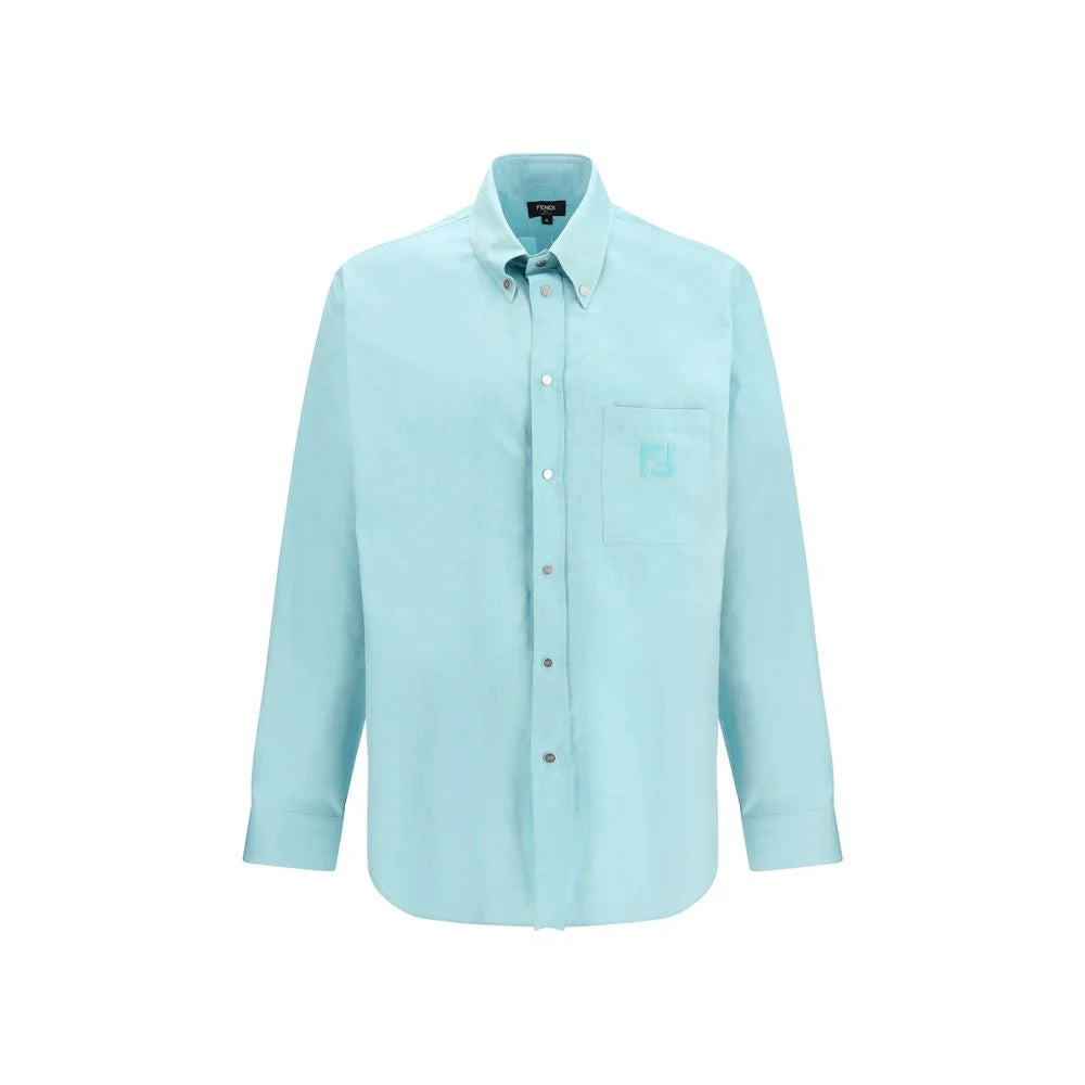 Fendi Light Blue Cotton Oxford Dress Shirt AmeOro Fendi Light Blue Cotton Oxford Dress Shirt AmeOro