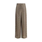 Fendi Monogram pattern silk Pants - Trousers