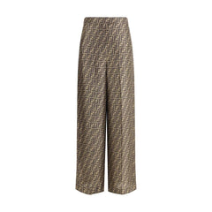Fendi Monogram pattern silk Pants - Trousers