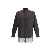 Fendi Pinstripe Wool and Lace Shirt - Shirts