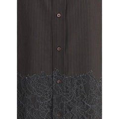 Fendi Pinstripe Wool and Lace Shirt - Shirts