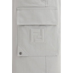 Fendi Silver Cotton Cargo Pants