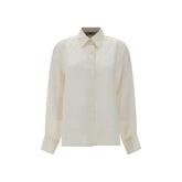 Fendi White Silk Pattern Shirt