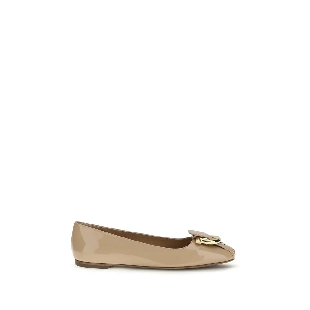 Ferragamo Beige Calf Leather Bos Taurus Ballet Flats - EU36/US6
