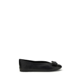 Ferragamo Black Calf Leather Bos Taurus Ballet Flats