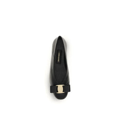 Ferragamo Black Calf Leather Bos Taurus Ballet Flats