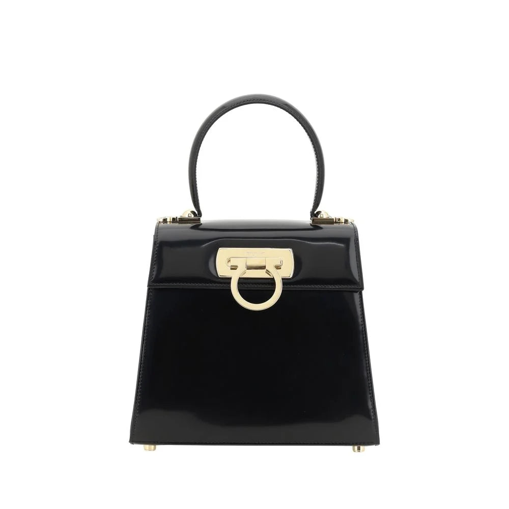 Ferragamo Black Calf Leather Bos Taurus Handbag