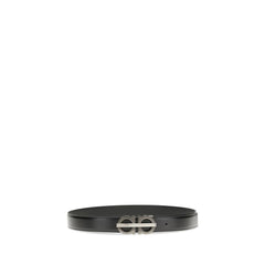Ferragamo Black Calf Leather Bos Taurus Regular Belt