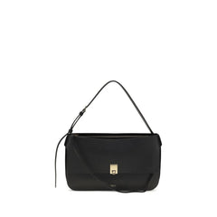 Ferragamo Black Calf Leather Bos Taurus Shoulder Bag