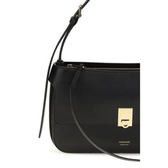 Ferragamo Black Calf Leather Bos Taurus Shoulder Bag