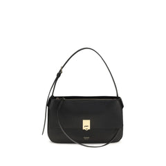 Ferragamo Black Calf Leather Bos Taurus Shoulder Bag