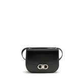 Ferragamo Black Calf Leather Bos Taurus Shoulder Bag