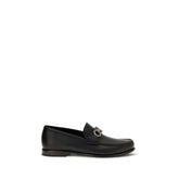 Ferragamo Black Calf Leather Bos Taurus Slip-On Loafers