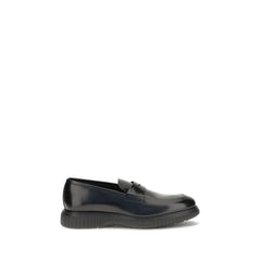 Ferragamo Black Calf Leather Bos Taurus Slip-On Loafers