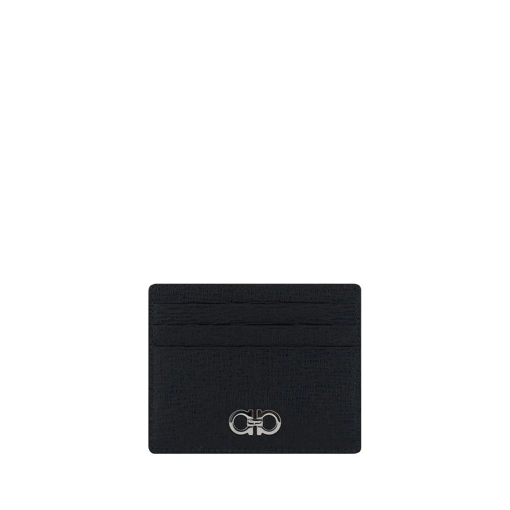 Ferragamo Black Calf Leather Bos Taurus Wallet