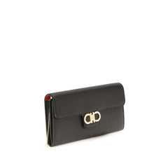 Ferragamo Black Calf Leather Bos Taurus Wallet