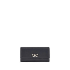Ferragamo Black Calf Leather Bos Taurus Wallet