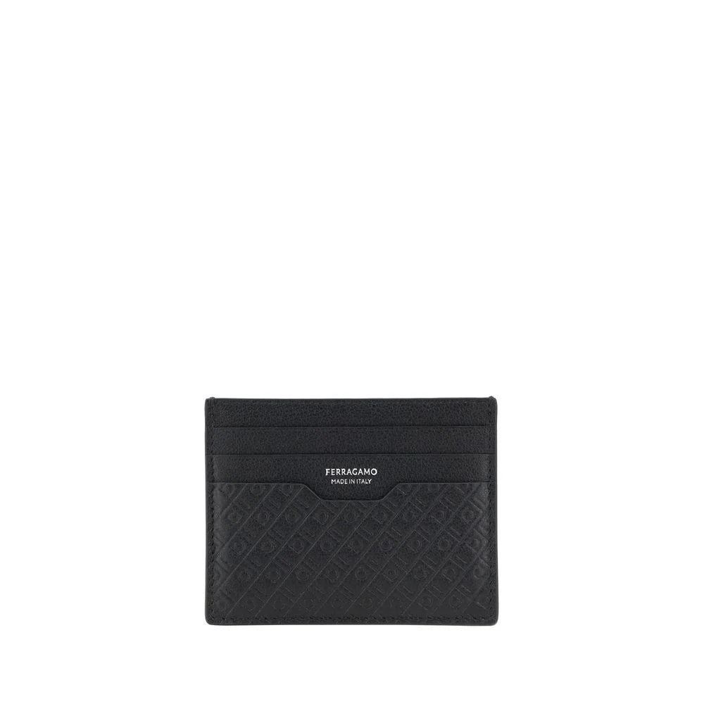 Ferragamo Schwarzes Kalbleder Bos Taurus Portemonnaie
