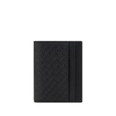 Front view of a Ferragamo men's wallet in black Bos Taurus calf leather featuring a subtle embossed logo.