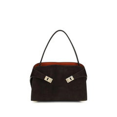 Ferragamo Brown Calf Leather Bos Taurus Shoulder Bag