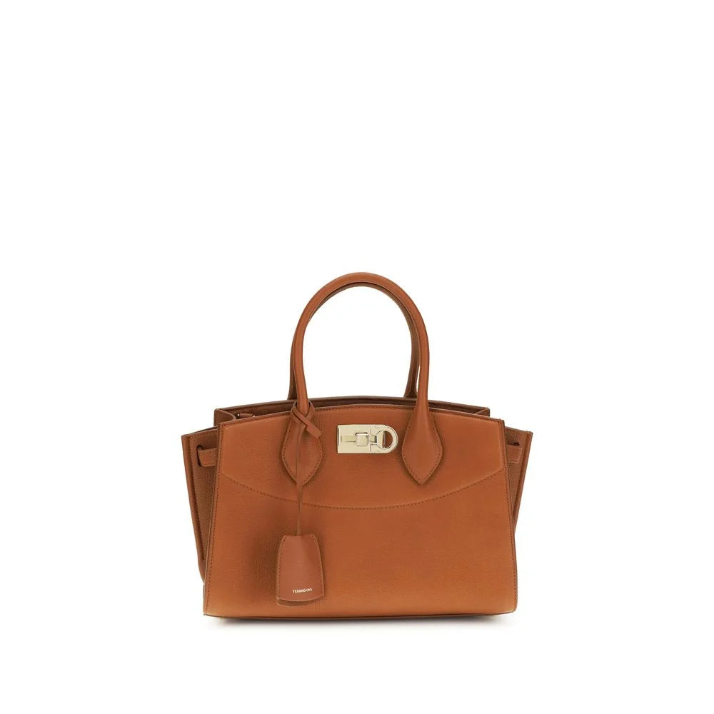 Ferragamo Brown Calf Leather Bos Taurus Shoulder Bag