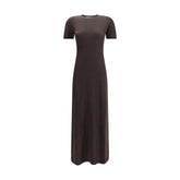 Ferragamo Brown Fleece Wool Long Dress - S