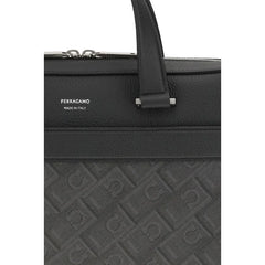Valise Ferragamo en cuir de veau gris Bos Taurus - Valises