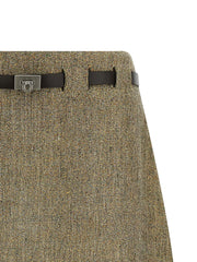 Ferragamo Multicolor Linen Long Skirt