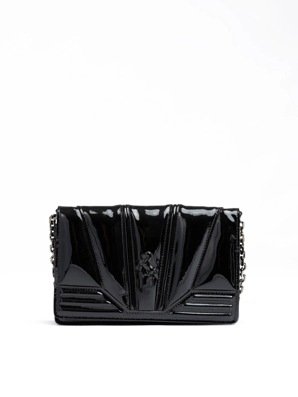 Ferrari Black GT patent leather bag with chain - Cross Body Bags