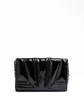 Ferrari Black GT patent leather bag with chain - Cross Body Bags