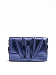 Ferrari Metal blue GT patent leather bag with chain - Cross Body Bags