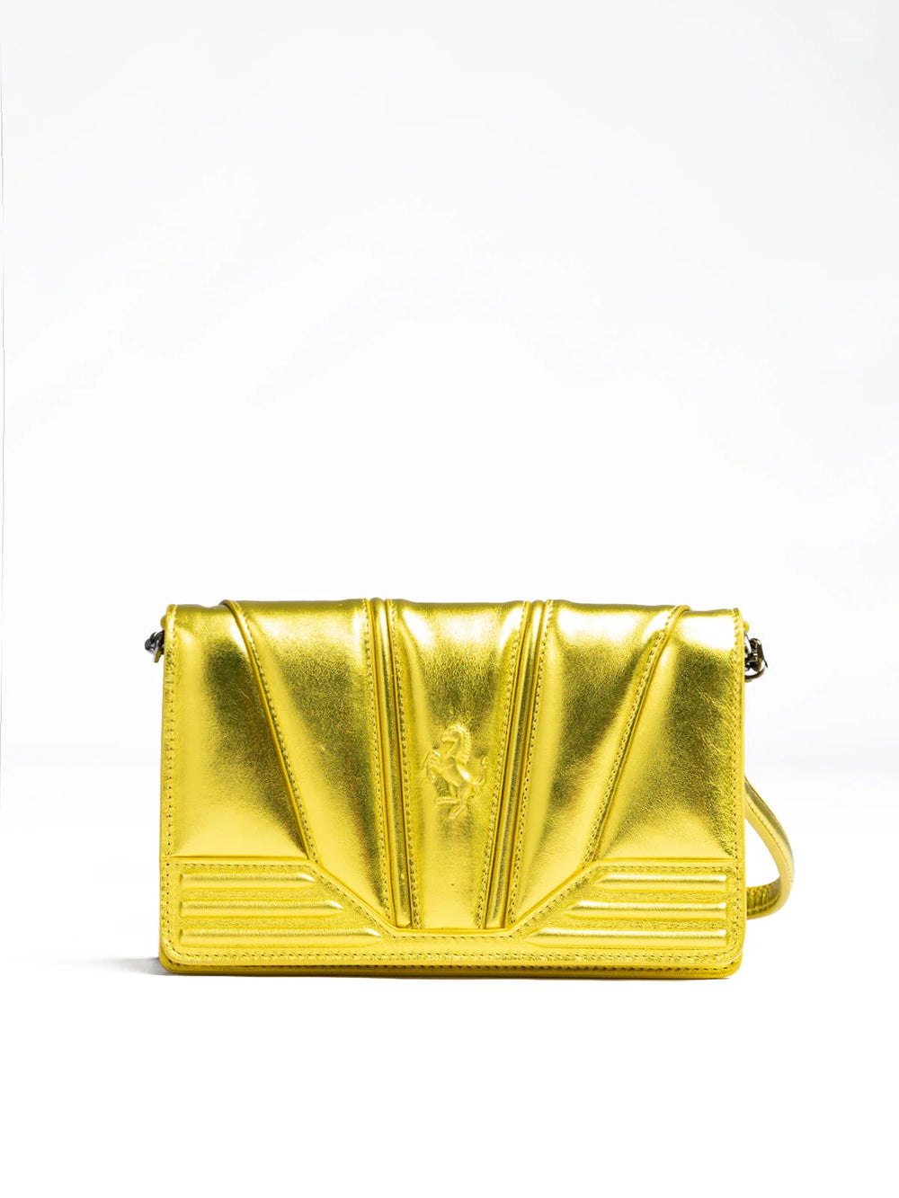 Ferrari Metal Yellow GT patent leather bag with chain - Cross Body Bags