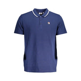 Fila Classic Blue Cotton Polo with Contrast Details - S - Polos