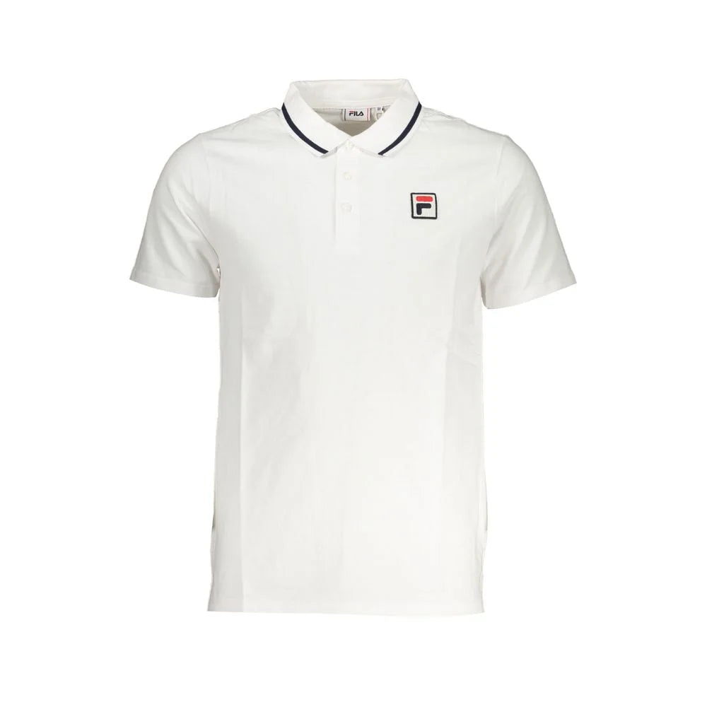 Fila Sleek White Cotton Polo with Contrast Accents - S - Polos