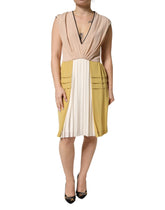 FILOS Multicolor Silk Deep V-neck Sleeveless Knee Length Dress - IT40|S