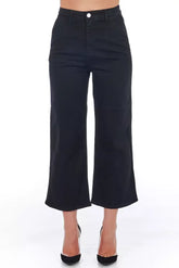 Frankie Morello Black Cotton Women Cropped Trouser - IT40|S - Trousers