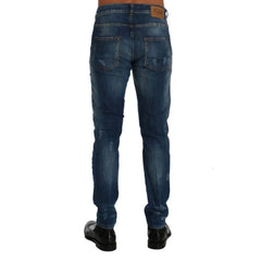 Frankie Morello Blue Cotton Slim Fit Jeans - W40