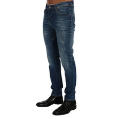 Frankie Morello Blue Cotton Slim Fit Jeans - W40