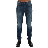 Frankie Morello Blue Cotton Slim Fit Jeans - W40