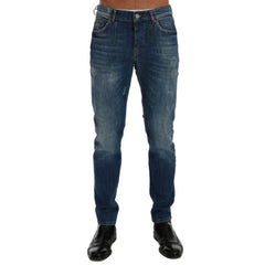 Frankie Morello Blue Cotton Slim Fit Jeans - W40
