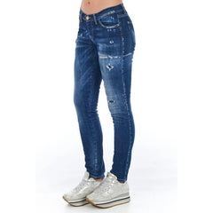 Frankie Morello Blue Cotton Women Jeans - Jeans