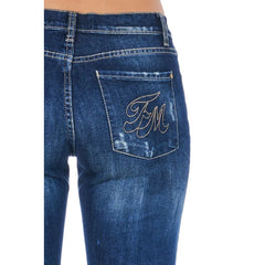 Frankie Morello Blue Cotton Women Jeans - Jeans