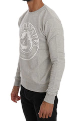 Frankie Morello Gray Cotton Crewneck Pullover Sweater - S - Sweaters