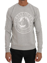 Frankie Morello Gray Cotton Crewneck Pullover Sweater - S - Sweaters