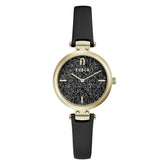 Furla Black Leather Dress Watch