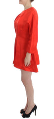 Fyodor Golan Red Mini Linen 3/4 Sleeve Sheath Dress - Dresses
