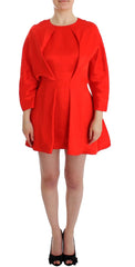 Fyodor Golan Red Mini Linen 3/4 Sleeve Sheath Dress - Dresses